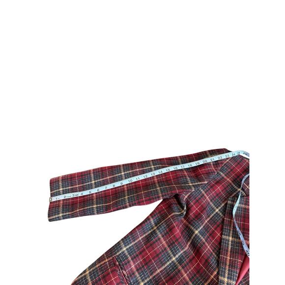 Vintage Plaid Dark‎ Academia Wool Blend Single Button Oversized Blazer Size 14 - Picture 11 of 12